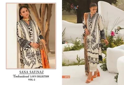 Ladies Pakistani Lawn Designer 3 Piece Suit Unstitched Sana Safinaz  • £24.77