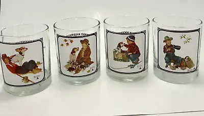 Set Of 4 Norman Rockwell Glasses/Tumblers  A Boy And His Dog  Series 1958 • $25.99