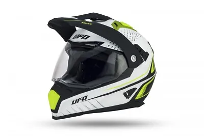 UFO Aries Tourer Crossover Helmet - Matt White Black Neon Yellow All Sizes • $126.28