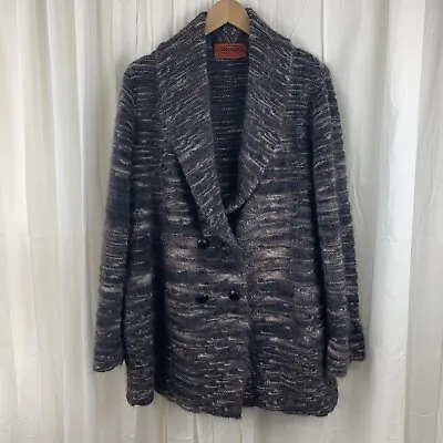 Missoni Women’s Sweater Coat Size 46 Size XL Black Mauve White Tan Vintage • $149.99