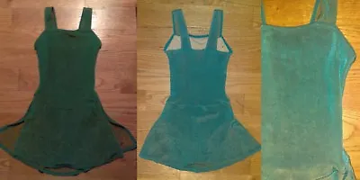 MONDOR Skating Skater Dance Dress Teal With Gold Back PS Slim Girls 8 10 USA! • $35