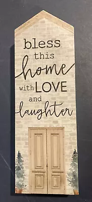 P Graham Dunn Bless This Home With Love And Laughter Wood Block Sign USA New • $5.99