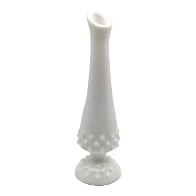 Vintage Fenton Hobnail White Milk Glass Swung Bud Vase Swing Stretch 8 Inches • $14.87