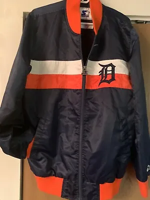 VINTAGE Clean  STARTER DETROIT TIGERS FULL ZIPP WINDBREAKER  SIZE Large  A++++ • $75