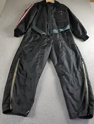 Vintage 80's Snowmobile Ski Suit Men’s Onesei Large 42 Leg Zip Belted Flaw • $39.88