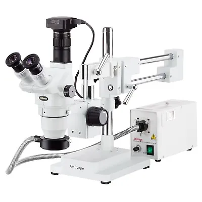 AmScope 2X-225X Trinocular Boom Stereo Zoom Microscope + High-speed 20MP Camera • $3781.35
