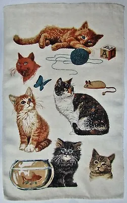 Vintage Tea Towel Cats Kittens 100% Linen Kay Dee R. Batchelder • $8