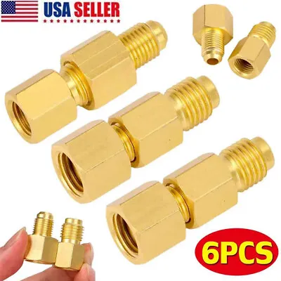 6 PCS R134a To R12 Fitting Adapter 1/4 Female Flare 1/2 Male Valve Kits ** • $12.89