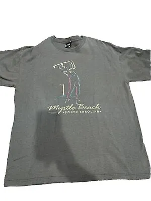 Vintage Myrtle Beach Grey Embroidered T-Shirt Size Large Single Stitch Golf • $29.99