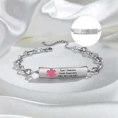 Personalized Women Medical BraceletMedical Alert JewelryFront And Back • £29.99