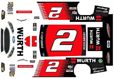 #2 Brad Keselowski WURTH 2017 Ford Fusion 1/24th - 1/25th Scale Decals NASCAR • $9.50