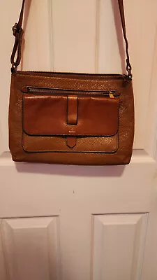 Fossil Kinley Crossbody Brown Pebbled Leather Shoulder Bag Purse (331PM) • $31.25