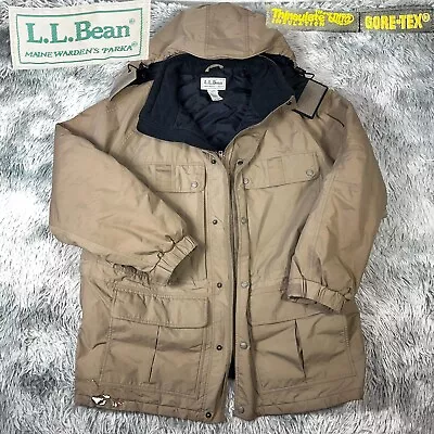 Vintage 90’s L.L Bean Mens GORETEX Maine Wardens Parka Insulated Khaki Jacket XL • $59.99