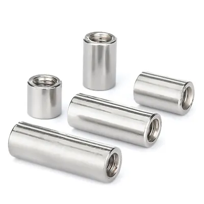 £2.63 • Buy Round Connector Nut M3-M14 Threaded Sleeve Rod Bar Stud 304 Stainless Long Nuts