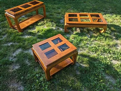 Schnadig Style Set Of 3 Chow Leg Ming Chinoiserie Coffee Console And End Table • $800