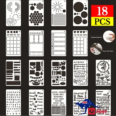 $8.65 • Buy 18x Bullet Journal Stencil Plastic Planner Stencils Notebook/Diary/Scrapbook DIY