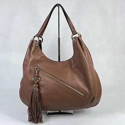 Michael Kors Purse Womens Brown Buckle Leather Satchel Handbag Tazzled Zip LOGO • $54.80