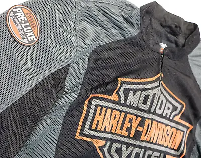 Harley Davidson Mens Jacket L Black Gray Mesh Pre Luxe Bar Shield Stock Riding • $169