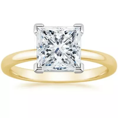 18K Yellow Gold Moissanite Princess Engagement Wedding Ring Plated • $46.99