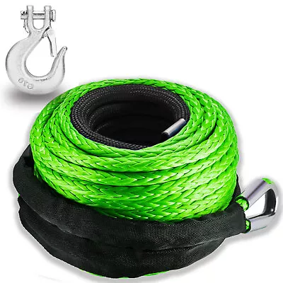 Synthetic Winch Line 3/8  X 92' With Hook 27000LBS Synthentic Winch Cable Kit • $72.19