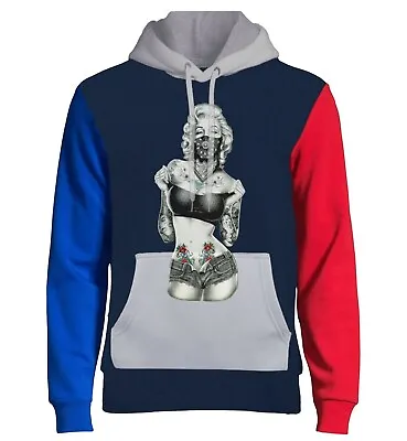 New Men's Marilyn Monroe Standing Bandana Navy Color Block Hoodie Hollywood Sexy • $31.99