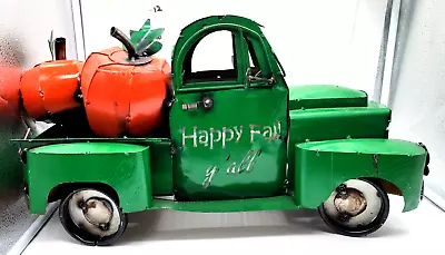 Large Metal Truck Happy Harvest Pumpkin  Happy Fall Y'all Green Orange • $95