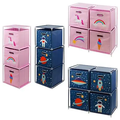 Kids Storage Cubes With Handles Collapsible Folding Toy Chest Box Organizer • £22.99