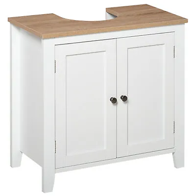 £54.99 • Buy Kleankin Bathroom Pedestal Under Sink Cabinet Floor W/ Storage Shelf Double Door