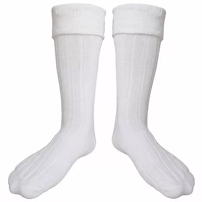 Scottish Men's Deluxe Wool Blend White Kilt Hose Socks  • $13.95