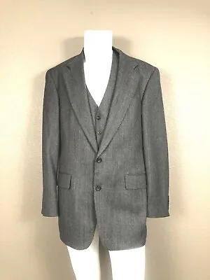 Oscar De La Renta Men's Suit Jacket & Vest Gray 100% Wool W Tag Sz 42L VGC • $26.10