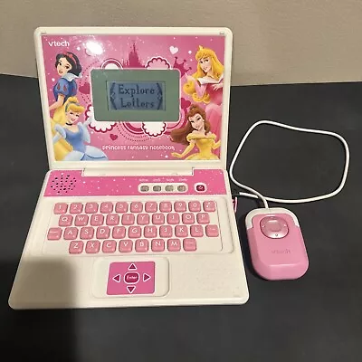 Vtech Disney Princess Fantasy Notebook Learning Laptop Pink Kids Toy Tested • $20