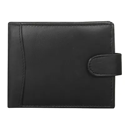 £6.99 • Buy Mens RFID Blocking Soft Leather Wallet, ID Window, Zip And Coin Pocket 304 Black