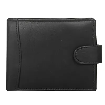 Mens RFID Blocking Soft Leather Wallet ID Window Zip And Coin Pocket 304 Black • £6.99