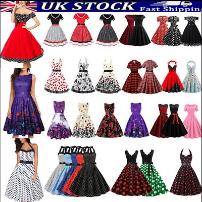 £15.99 • Buy Womens Vintage 50s 60s Retro Rockabilly Dress Evening Party Swing A-Line Dresses