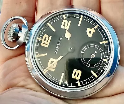 Excellent Ingersoll Military Style Pocket Watch Fully Serviced .. • $93.31