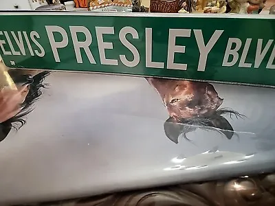 Elvis Presley Blvd Street Sign Green White Letters Tin Metal Bar Mancave • $20