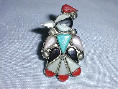 Fabulous~ Zuni Sterling All Gemstone Thunderbird Ring- Signed Rm- Size 7! • $79