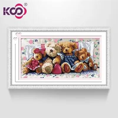 £78.82 • Buy Cute Bears Family Finished Cross Stitch Home Decoration Gifts