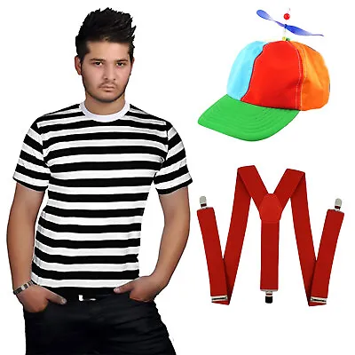 Men's Alice In Wonderland Tweedle Dee & Dum Costume Set: Striped T-Shirt • £13.99