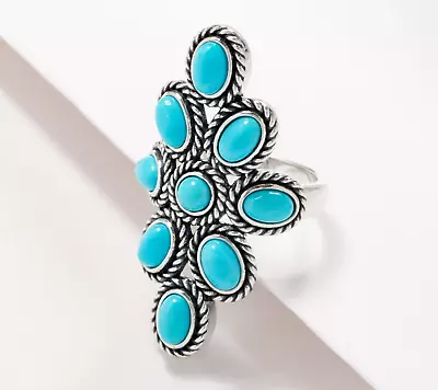 Affinity Gems Turquoise Oval Round Rope Texture Ring Size 8 Sterling Silver • $161.62