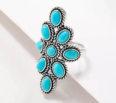 Affinity Gems Turquoise Oval Round Rope Texture Ring Sterling Silver Size 8 • $164.97