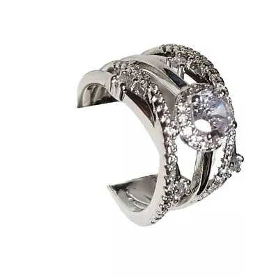 Women Teen 5 Layers Silver Plated Micro Pave Zirconia Casual Ring Size 678 Myc • $8.88