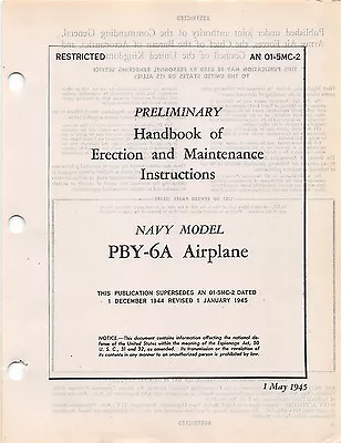 PBY-6A Erection And Maintenance Inst's Flight Handbook Flight Manual -CD  • $44.99