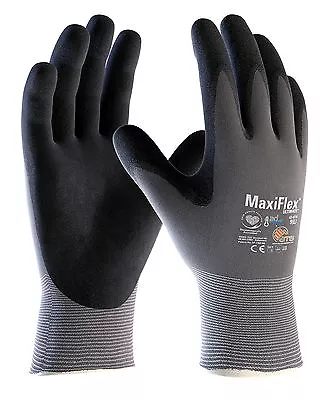 ATG MaxiFlex Work Gloves Ultimate Nitrile Breathable Light Grip Safety 12x Pairs • £48.09