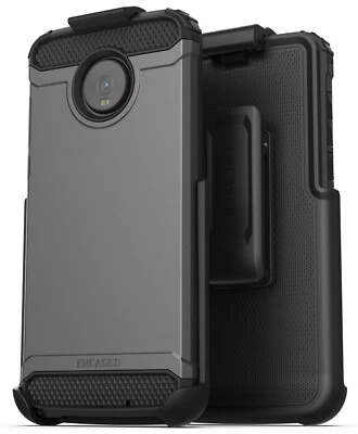 $14.99 • Buy Encased Moto Z4 Belt Clip Holster Case (Scorpio) Tough Cover With Holder Grey