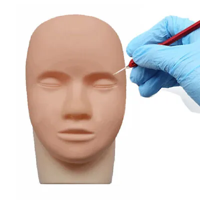 Silicone Mannequin Face Head 5D Skin Tattoo Practice Skin Eyebrow Lip Training • £6.55