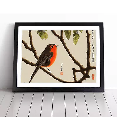 Robin Bird Japanese Wall Art Print Framed Canvas Picture Poster Decor • £14.95