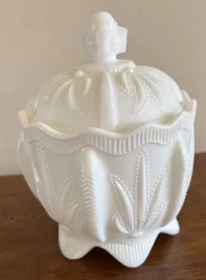 Vintage Fenton White Milk Glass Candy Sugar Dish W/ Lid~No Tag • $15