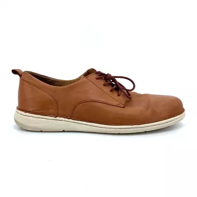 Born Mens Todd Oxford Derby Shoes Brown Leather Lace Up Round Toe Casual 10.5M • $25.99