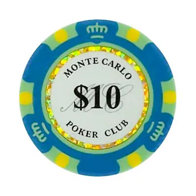 NEW 100 Blue $10 Monte Carlo Smooth 14 Gram Clay Poker Chips - Exclusive  • $39.99